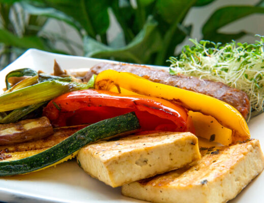 Vegan Plant-Based Hot Italian Platter with Grilled Tofu